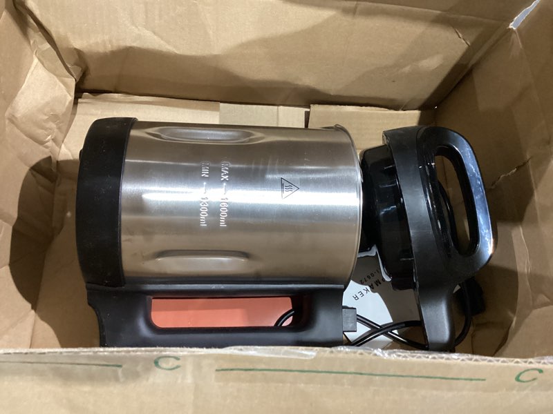 Condition photo showing As Is for Soup Maker 1.6 L, 4 in 1 Multi-Funcation Soup and Smoothie Maker with Smart Control Panel, Stainless Hot Soup Maker Electric, Makes 2-5 Servings Living for Home Use Black Black 1.6L-LCD