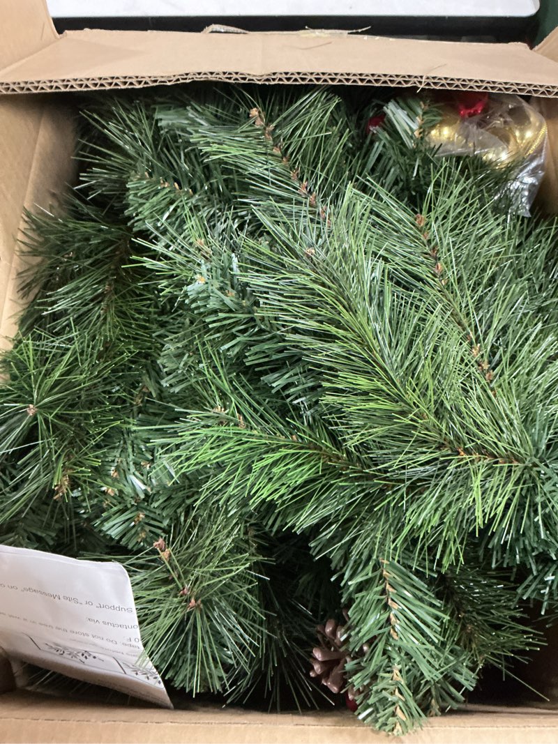 Condition photo showing Good Condition for 4FT Christmas Tree – Artificial Xmas Tree 269 Tips (Pine, PVC), with 9 Decorative Balls and Led Lights Included for Holiday Home Decor Indoor, Easy Assembly for Office, Decoration Green 4FT
