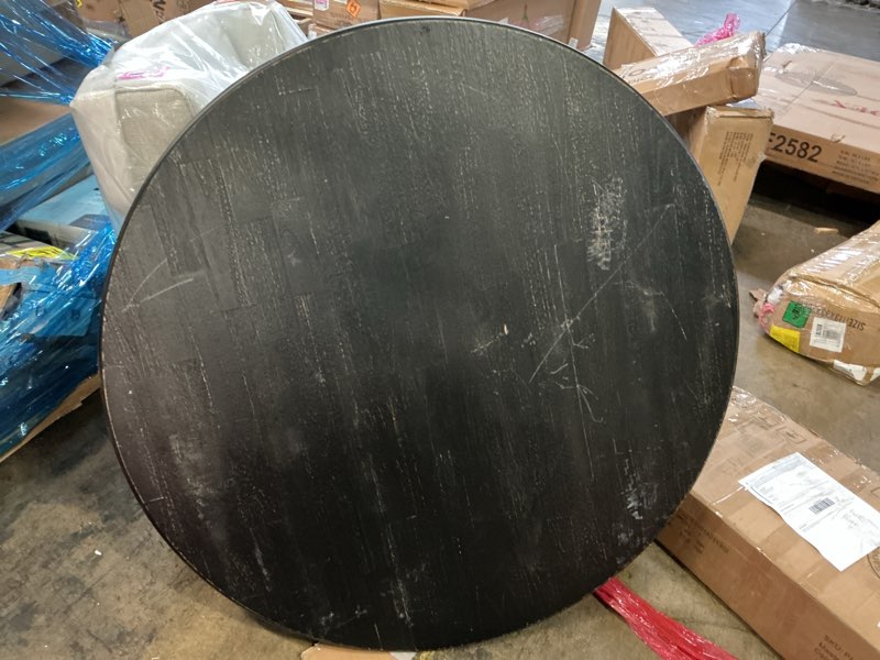 Condition photo showing As Is for East West Furniture Ferris Wooden Dining Table in Black Finish(incomplete top only)