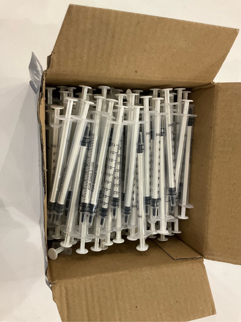 White 200 Pcs 1ml 1cc Plastic Syringe No Needle Syringe for Pets Oral, Refilling, Oil or Glue Applic