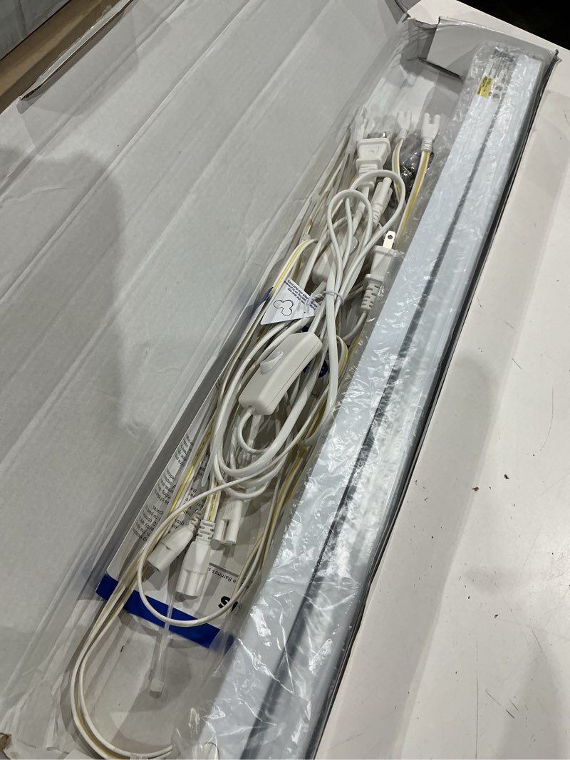 Condition photo showing As Is for barrina t5 grow lights for indoor plants, 2ft 40w (4 x 10w) led grow light with separate switch, linkable grow lamp, indoor plant lights for growth with white cover, 5000k, 4 packs white 2ft-white cover