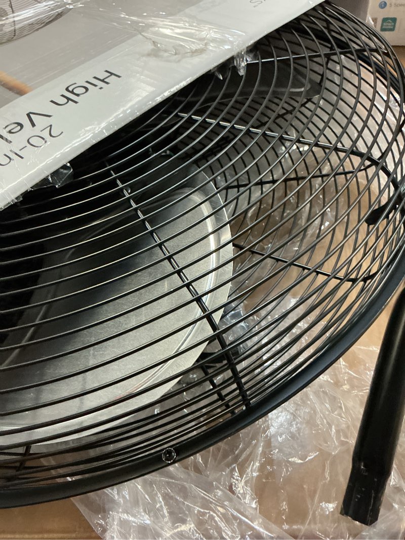Condition photo showing As Is for mainstays sfc1-500b 20 in high velocity floor fan, black