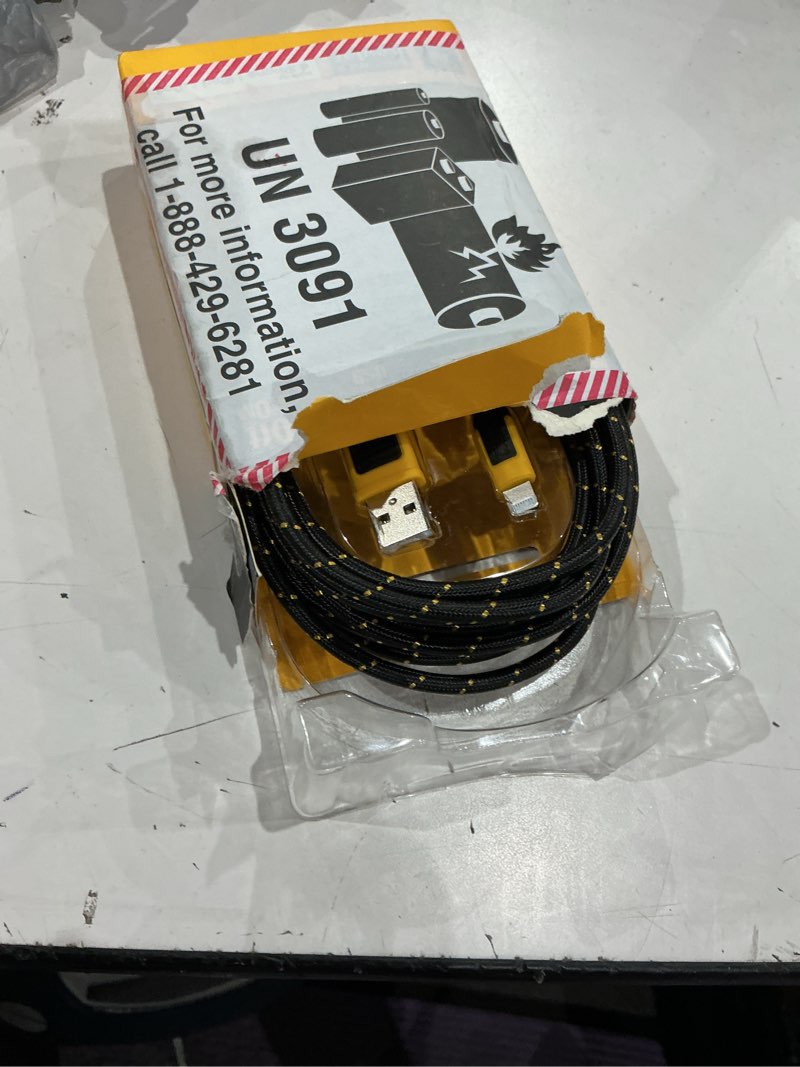 Condition photo showing As Is for dewalt lightning to usb charge and sync cable 10 ft. black/yellow