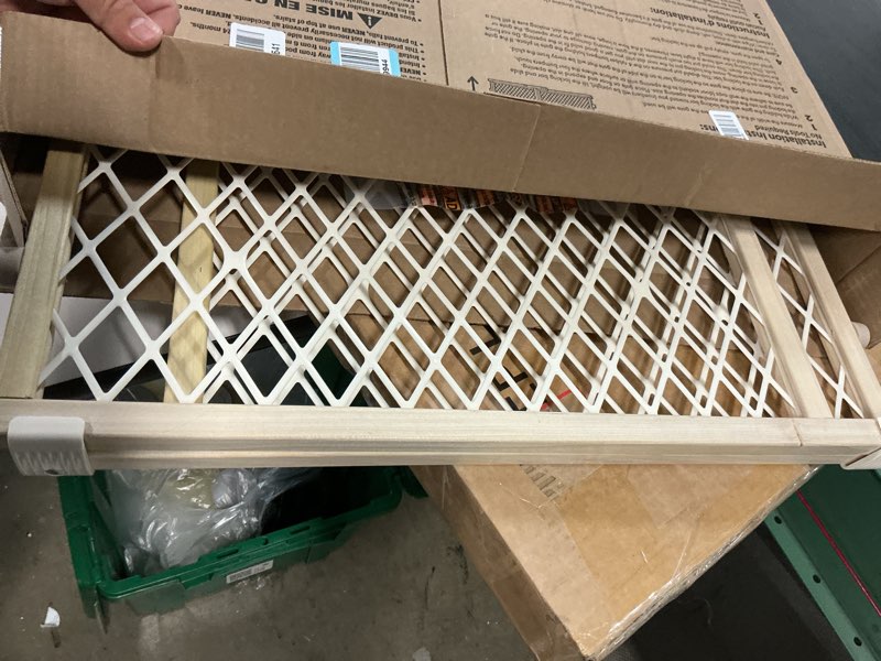 Condition photo showing Good Condition for toddleroo by north states - diamond mesh wooden baby gate: pressure mounted baby gate for doorways - adjustable 26.5 to 42 inches wide - 23 inches tall