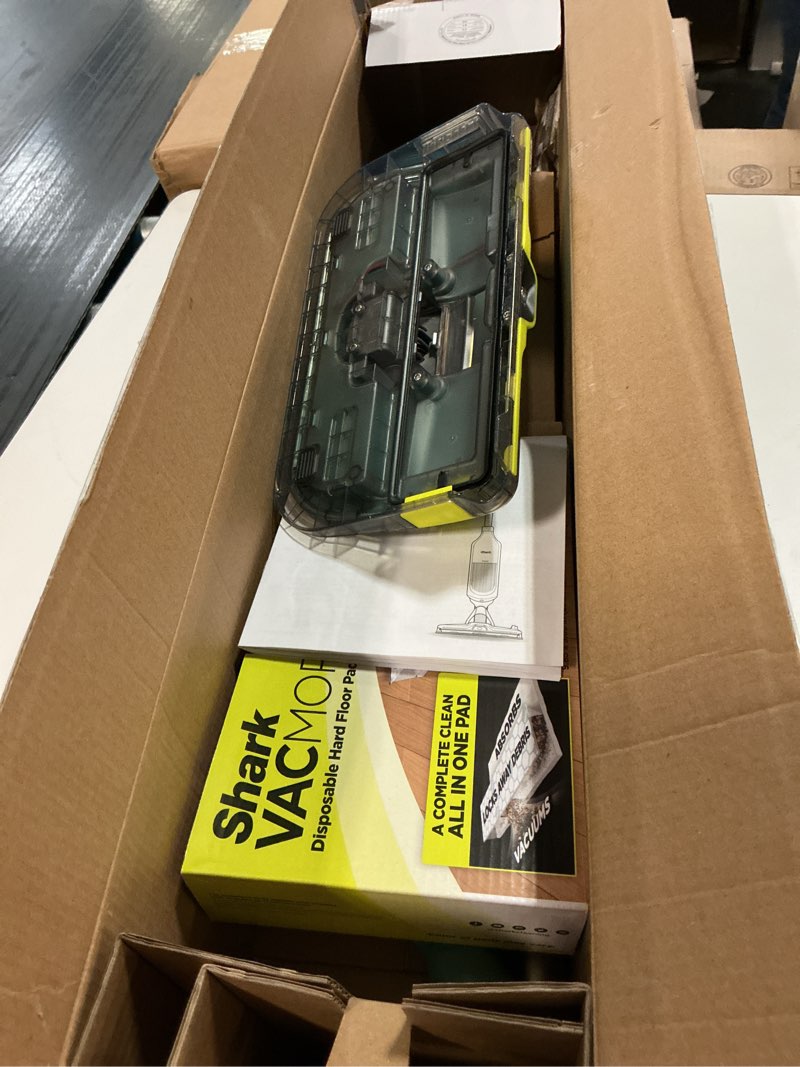 Condition photo showing Good Condition for Shark VACMOP Reveal New Cordless Hard Floor Cleaner, Vacuum & Spray Mop, Powerful Suction, Lightweight, Illumination Light, Includes 4 Disposable Pads, 12oz Pet Multi-Surface Cleaning Solution, VM401 New Vacmop Reveal With 4 Pads