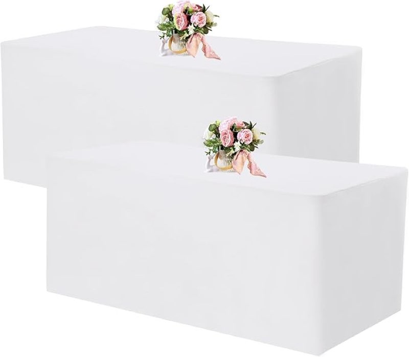 Fivenl 2 Pack Fitted Tablecloths 48 x 30 Inch, Rectangle Table Clothes for 4 Foot Tables, Washable P