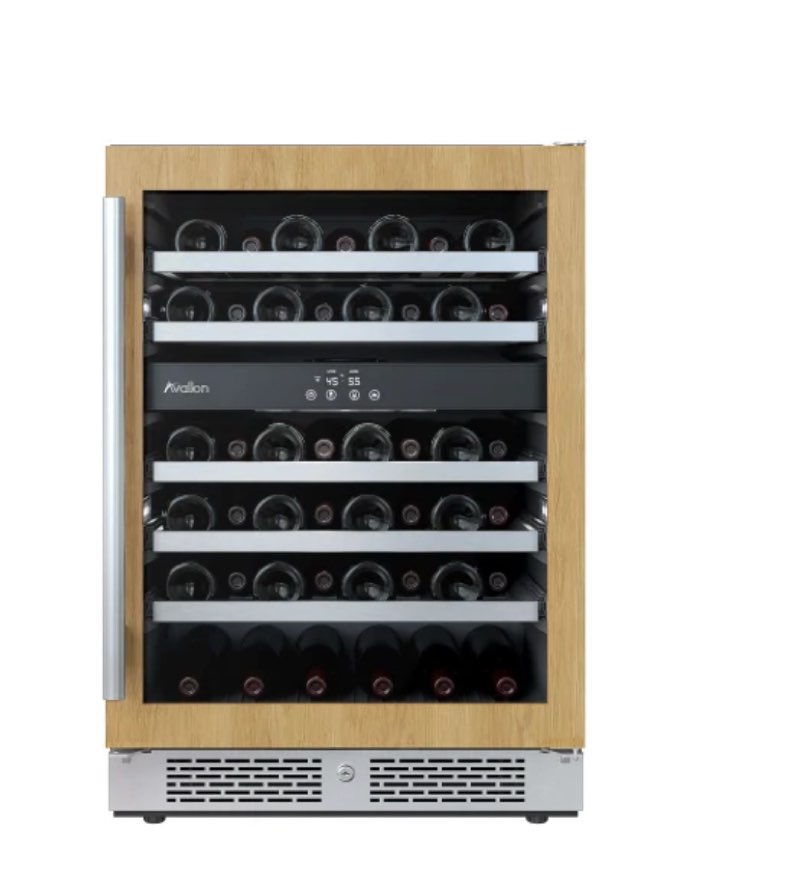 24 Inch Wide 45 Bottle Capacity Dual Zone Wine Cooler with Right Swing Door