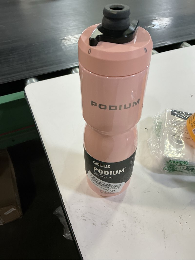 Condition photo showing As Is for camelbak podium steel insulated stainless steel bike water bottle, long?lasting cold hydration for cycling performance, 22oz, petal 22oz petal