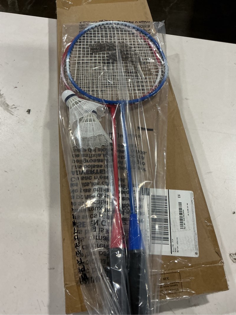 Condition photo showing As Is for Franklin Sports Badminton Racket + Birdie Set - Replacement Badminton Equipment for Kids + Adults - 2 Player - 4 Player Badminton Racket Sets 2 Player Red and Blue