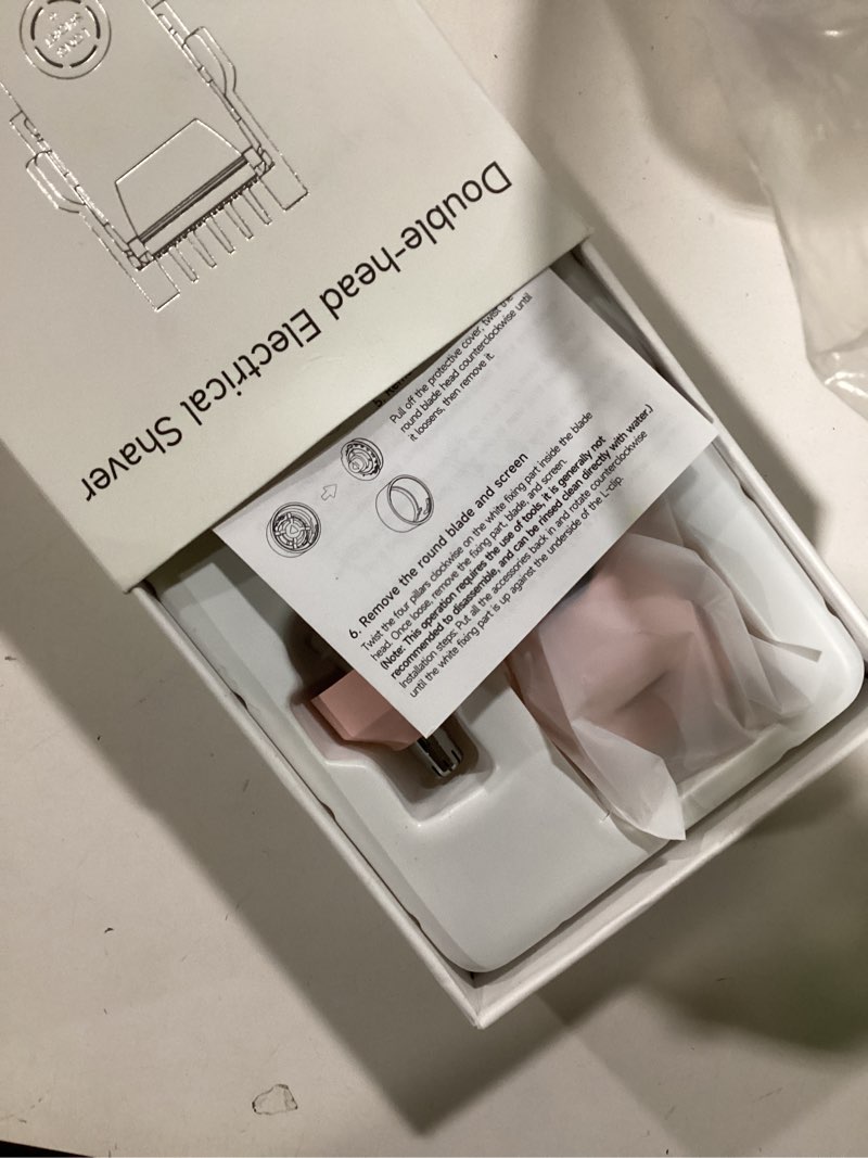 Condition photo showing New/Like New for 4-in-1 Bikini Trimmer for Women, Dual Head Electric Razors Shaver | Painless Bikini, Body & Facial Hair Remover | IPX7 Waterproof for Wet/Dry Use | Includes Nose & Eyebrow Trimmer Heads(Pink)