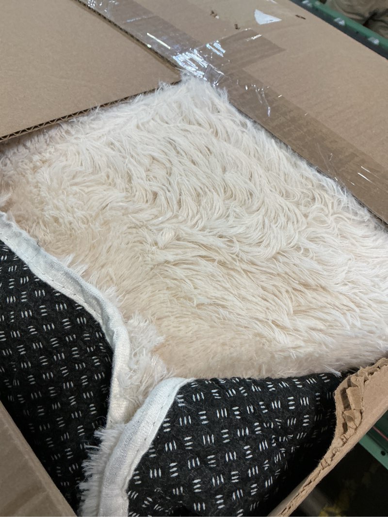 Condition photo showing Good Condition for ophanie area rugs 9x12 living room, large ivory bedroom carpet, big shag indoor thick soft nursery rug, fluffy carpets for boy and girls room dorm home decor aesthetic 2- ivory rectangular 9' x 12' (rectangular)