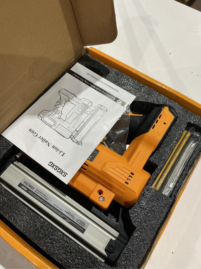Condition photo showing Good Condition for brad nailer for dw 20v battery,2 in 1 nail gun & staple gun with 1000 nails &1000 staples,18 gauge nail gun for wood carpentry?battery not included? yellow