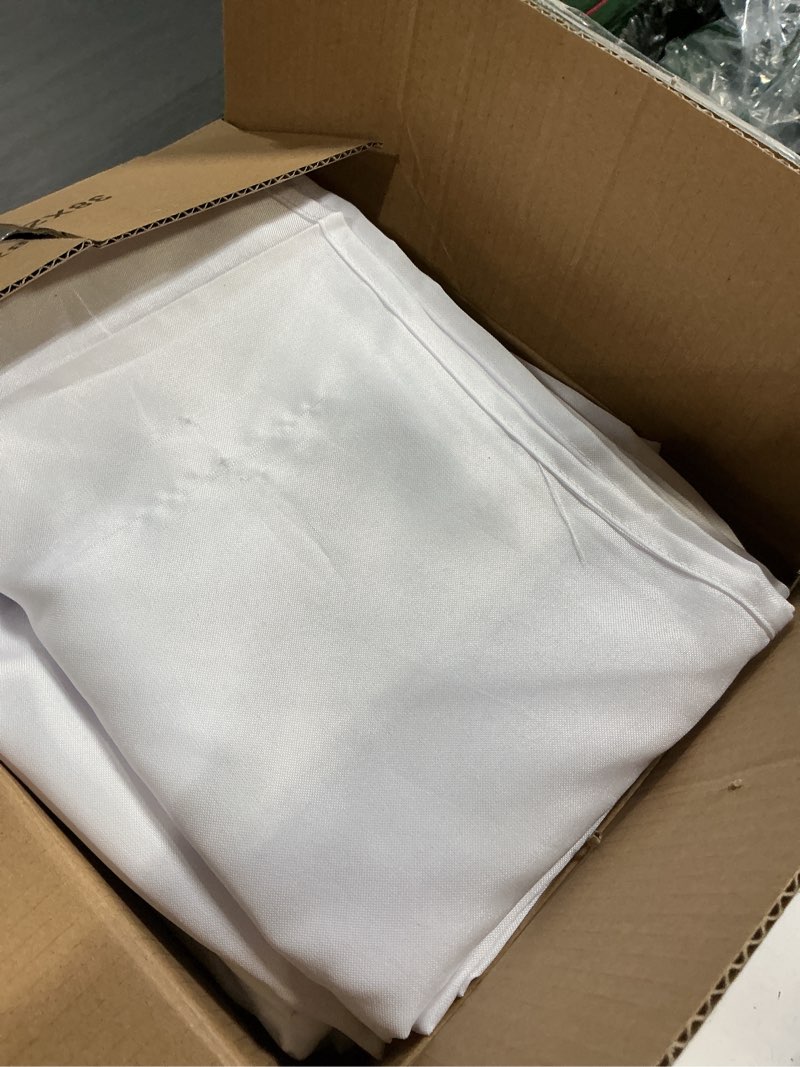 Condition photo showing As Is for Fitable 8 Pack Rectangle Tablecloths: Stain Resistant Wrinkle Free Fabric Table Clothes, Washable Reusable Polyester Table Covers for Wedding Party Birthday Banquet Reception(White, 60x102 Inch) White 60x102 In, 8 Pack