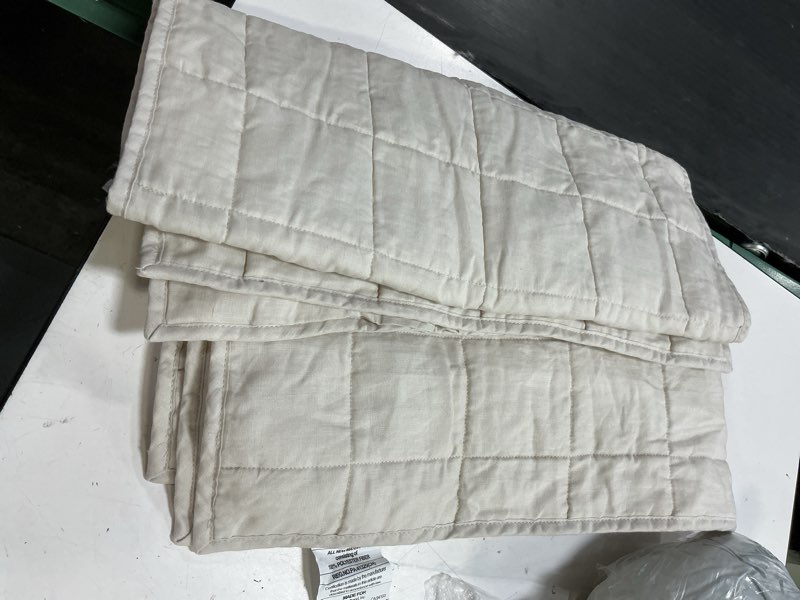 Condition photo showing Good Condition for (quince imcomple only cover pillow ) quince european linen box quilt set, king/cal king, sand