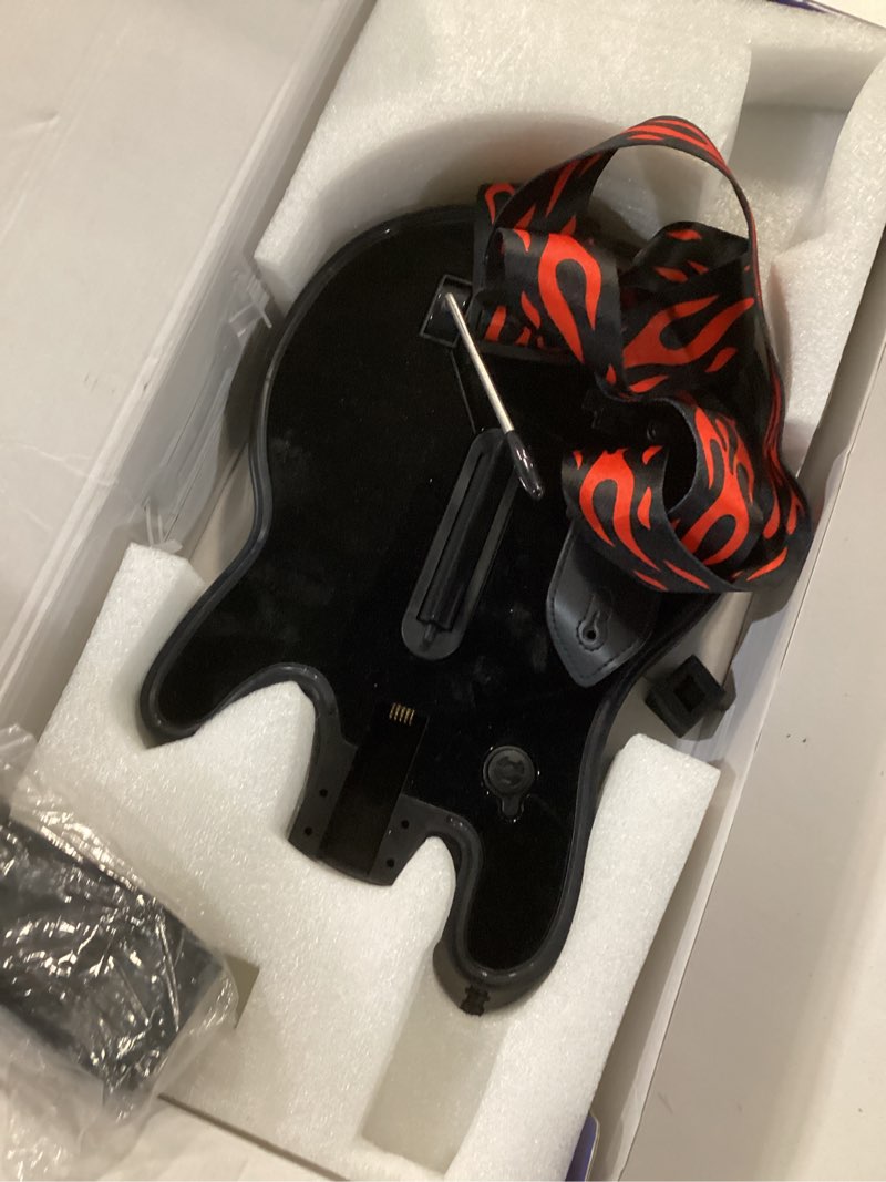 Condition photo showing As Is for Lyvix Wireless Gaming Guitar Controller for PS4, PS3 & PC – Compatible with Guitar Hero, Rock Band, Clone Hero & Fortnite Festival, with Fire Strap, Audio Jack & RGB Light Black Fire