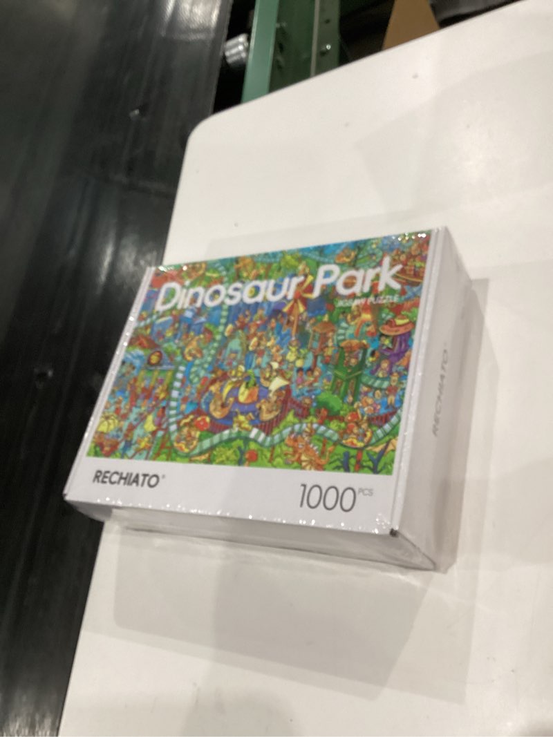 Condition photo showing New/Like New for Jigsaw Puzzles for Adults, 1000 Pieces Dinosaur Park Puzzle, Cartoon Painting Challenging Puzzles for Family Activity Game Nights Gifts Fidget Stress Relief