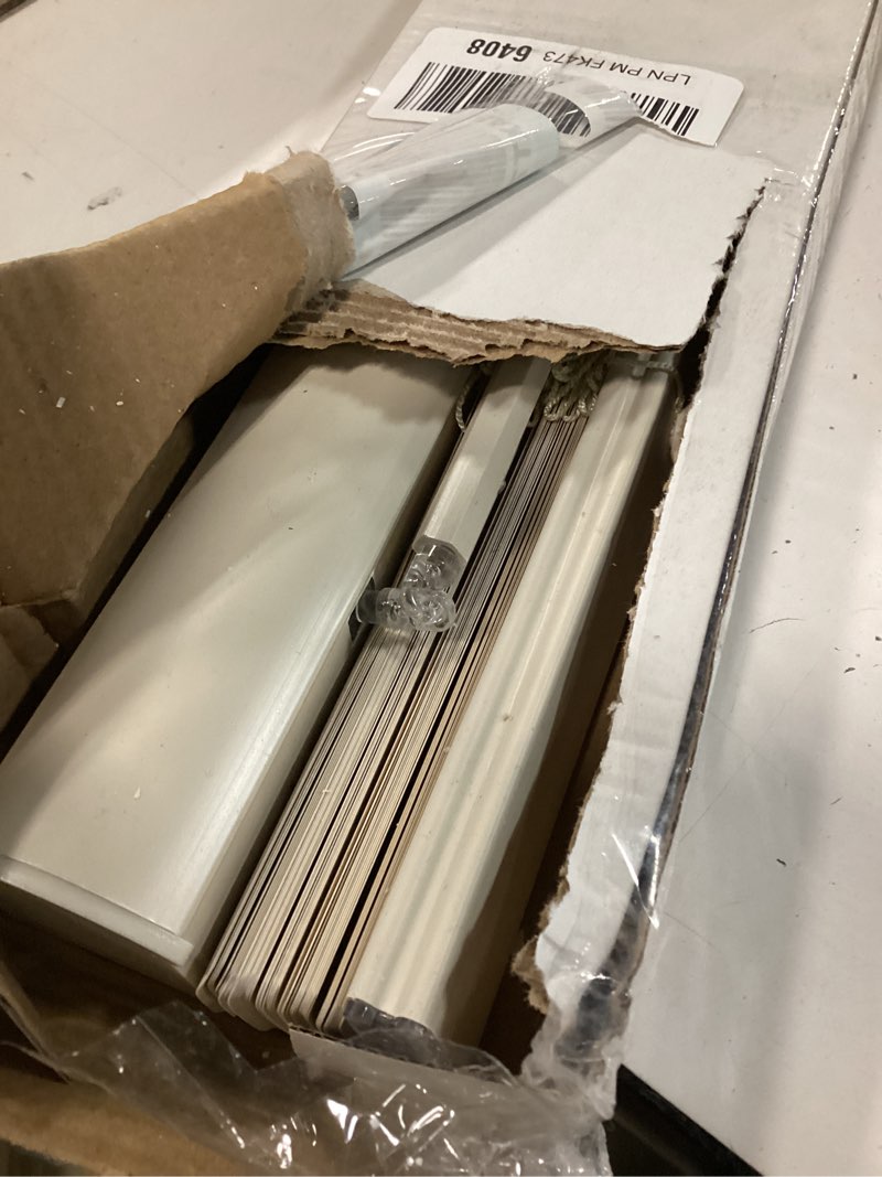 Condition photo showing Good Condition for cordless gii morningstar 1" light filtering mini blind 28x64 - white 28"w x 64"h pearl white