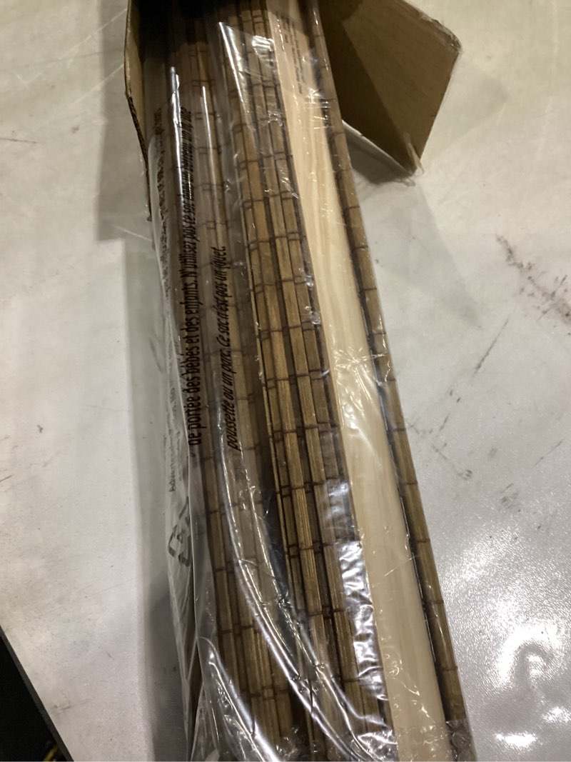 Condition photo showing Good Condition for lazblinds cordless bamboo roman shades, privacy blinds for interior windows, room darkening roll up bamboo blinds for home & patio, 30\" w x 64\" h, highfield teak