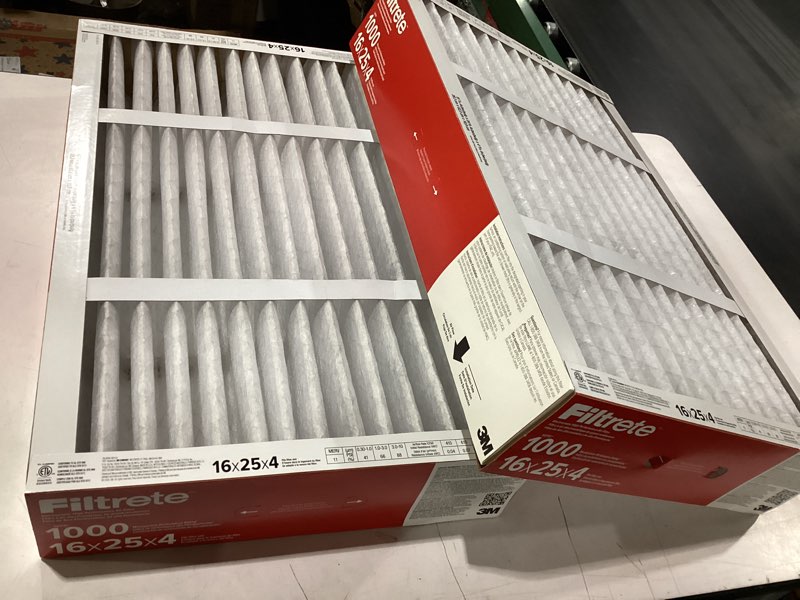 Condition photo showing Good Condition for filtrete 16x25x4 ac furnace air filter, mpr 1000, merv 11, fits honeywell & lennox, allergen defense, electrostatic air cleaning filter, 2-pack (actual size 15.88x24.56x4.31 in)