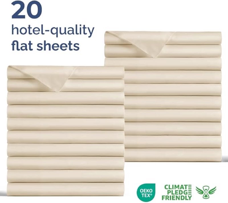 bulk case pack of 20 flat sheets - (20) twin xl size hotel quality top flat bed sheets only - wholes