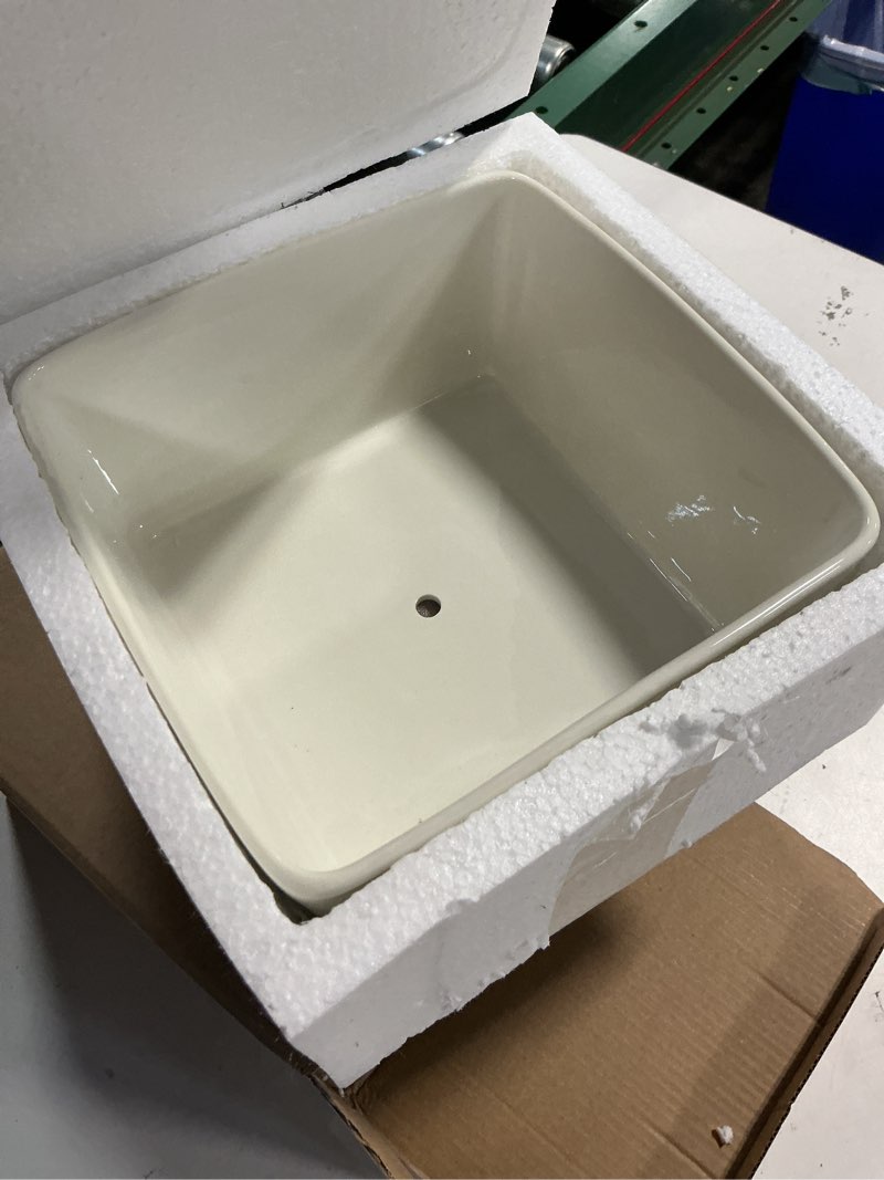 Condition photo showing New/Like New for 7 inch square white ceramic succulent cactus plants planter pot with drainage bamboo tray ?large?