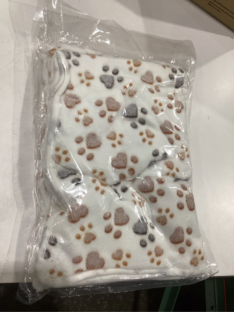Condition photo showing New/Like New for Soft Fluffy Premium Fleece Pet Blanket Flannel Paw Printed Throw for Dog Puppy Cat (Medium 30x20'', Brown, Pink, White) 30x20 inch(Pack of 3) White, Pink, Brow, SIMILAR TO STOCK PHOTO