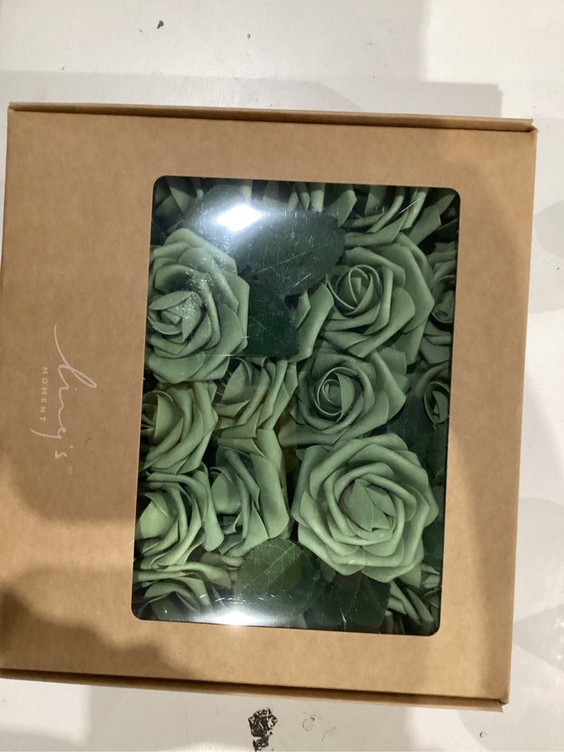 Condition photo showing New/Like New for Ling's moment Artificial Flowers 50Pcs Elf Green Roses Decor w/Stems,3" Real Touch DIY Foam Floral for Wedding Bouquet/Centerpieces, Outdoors Party Backdrop, Room/Table, and Garden/Pot Decorations Gn- Elf Green 50Pcs