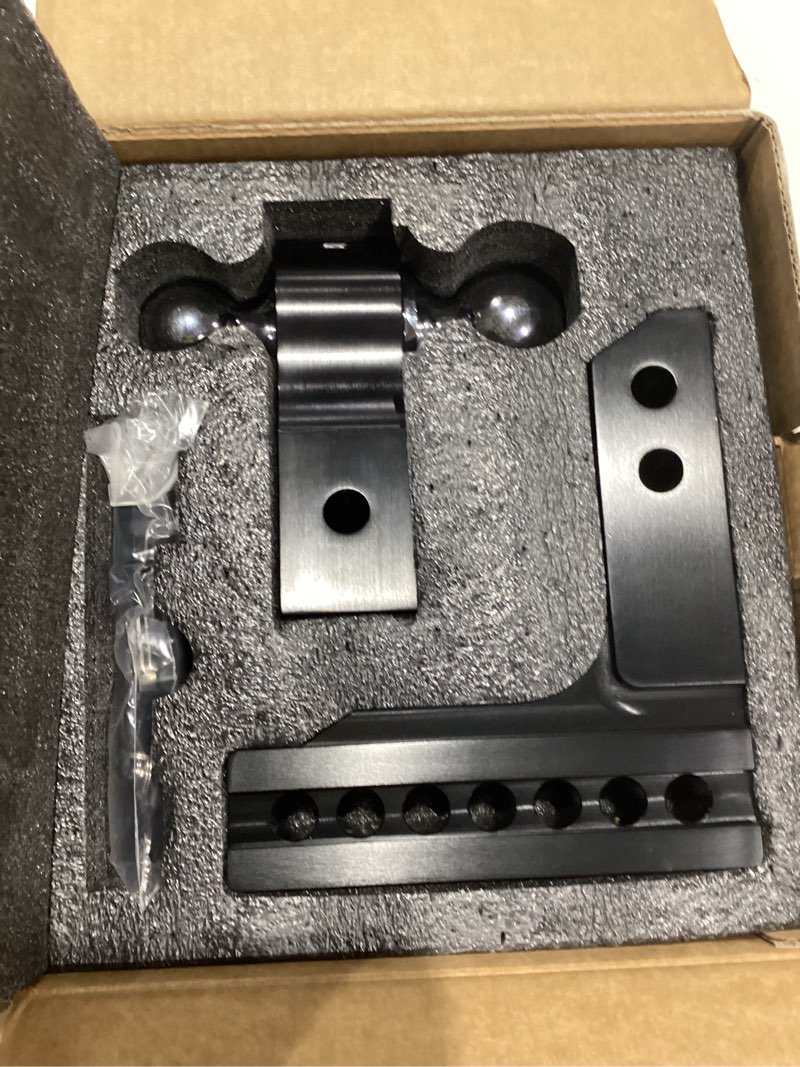 Condition photo showing Good Condition for rhino usa adjustable trailer hitch (fits 2-inch receiver) - heavy duty aluminum tow hitches with 6-inch drop/rise for truck (12,500 lbs gtw) - weatherproof double anti-theft locking hitch pins (black) black 2"x6"