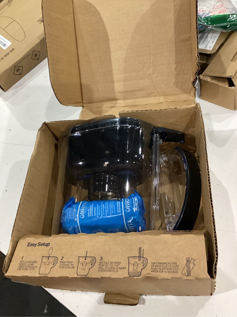 Condition photo showing As Is for brita small 6 cup water filter pitcher, 1 britaplus filter, metro, black (package may vary) plus black