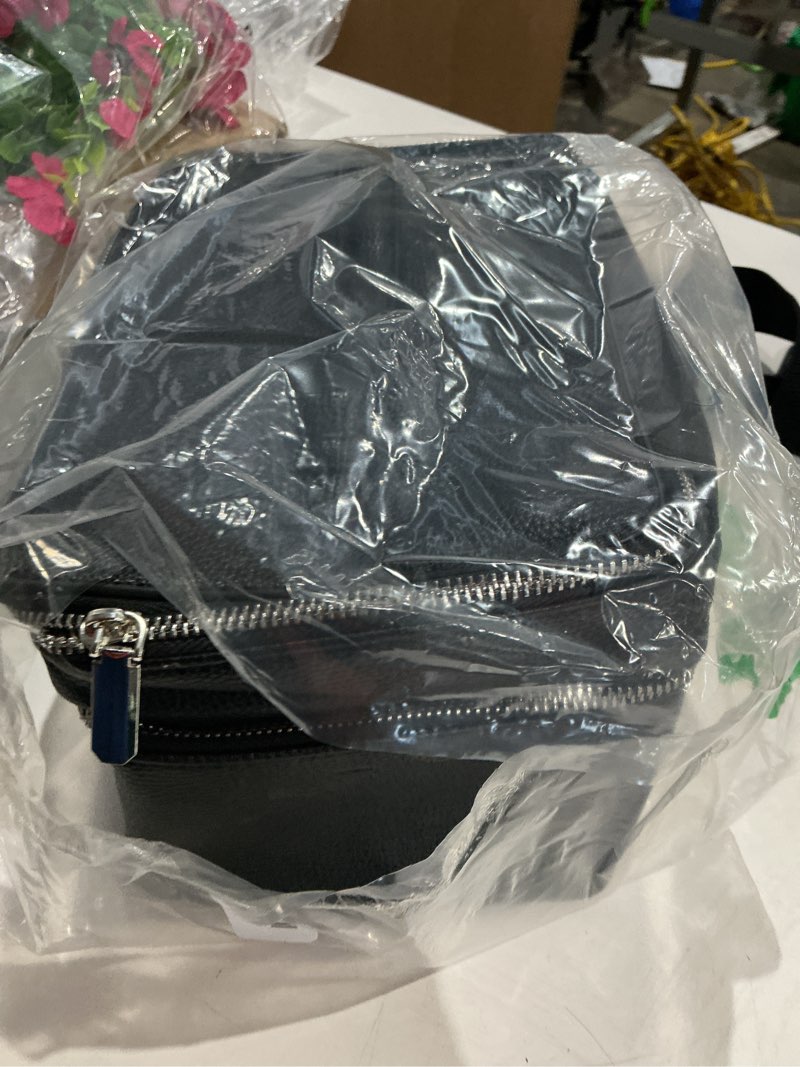 Condition photo showing Good Condition for makeup vanity bag for women - large capacity cosmetic organizer with removable liner, waterproof pu leather skincare bag, portable chic cosmetic make up case for skincare, accessories,stylec, black black stylec
