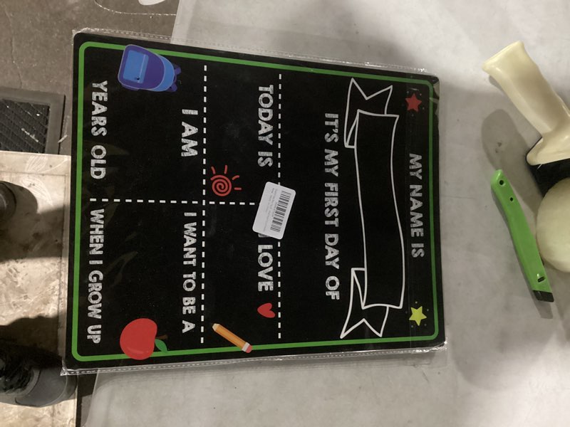 Condition photo showing New/Like New for First Day of School Chalkboard, Reusable Back to School Sign, 14 x 11 in Beautiful Double Sized First Day of School Board, Paper Preschool Signs for Kids