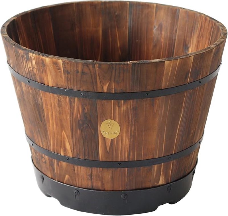 vegtrug barrel planter large 55cm burnt oak finish (pack 3) 