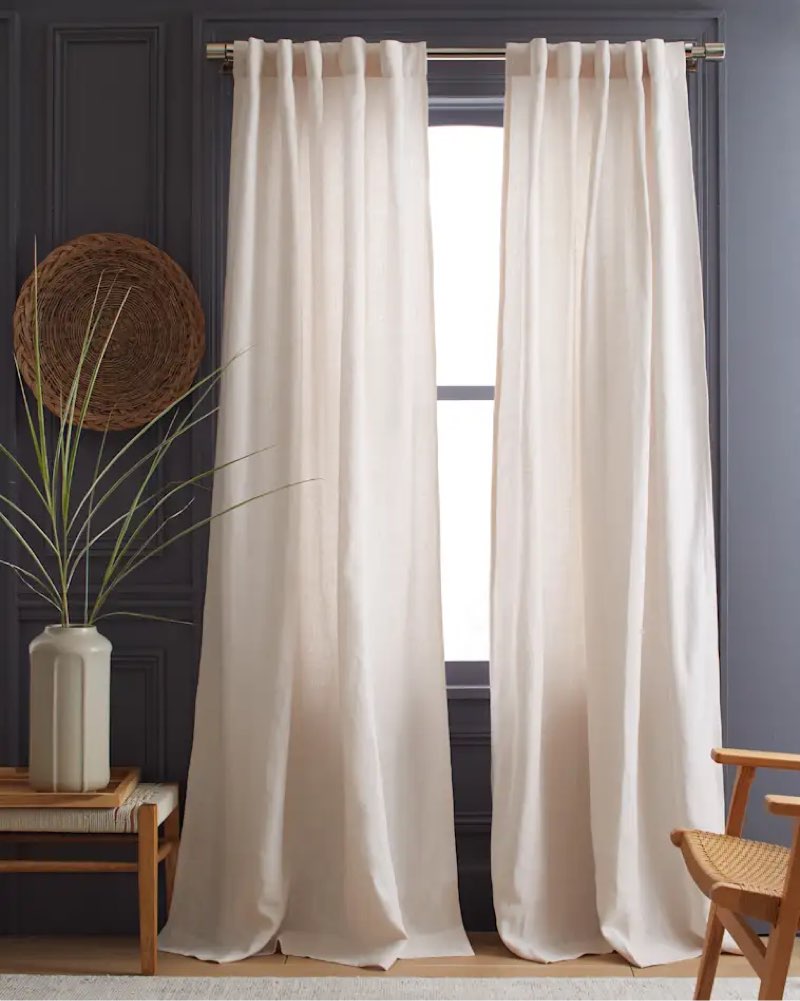 quince heavyweight european linen curtain white 48x96