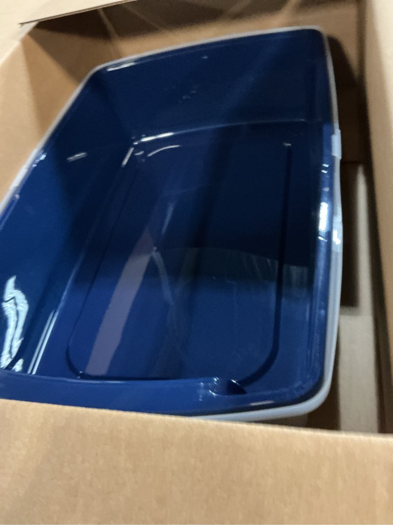 Condition photo showing Good Condition for iris usa xx-large side entry cat litter box, open top extra large litter box for big cats and multi-cat households, high sided scatter shield, easy to clean, 30" l x 20" w x 14" h, navy xxl side entry navy