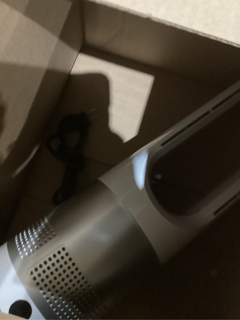 Condition photo showing As Is for Bladeless Tower Fan, 1400W Space Heater & 40W Cooler Fan Combo with Remote, 80°Oscillation, 8 Speeds and 3 Heating Modes, 9H Timer, LED Display, Fast Safety Heat and Quiet for Bedroom, Kitchen, Office