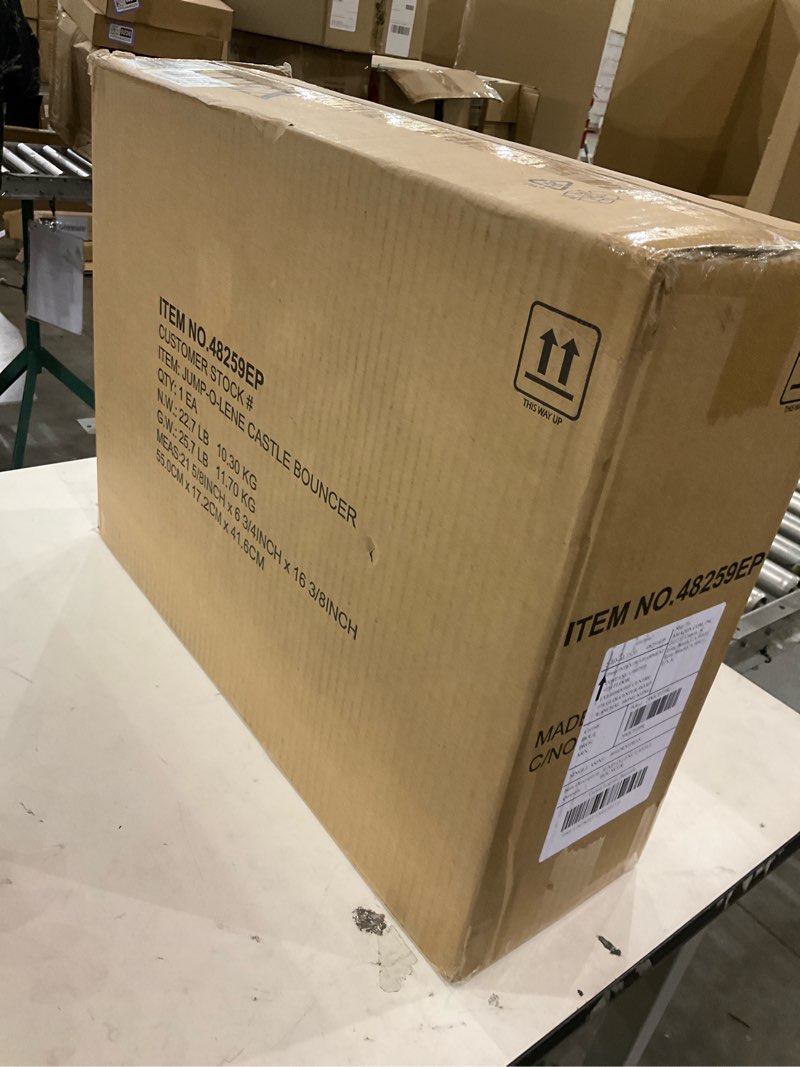 Condition photo showing New/Like New for Intex Inflatable Colorful Jump-O-Lene Castle Bounce House, for 2 Kids Ages 3-6 - Large Blow-Up Indoor Outdoor Children's Bouncer Jumper Playhouse