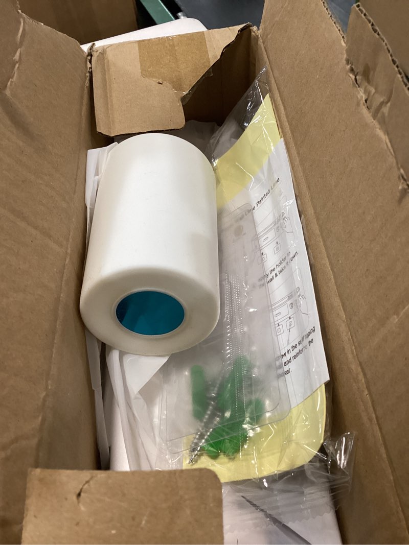 Condition photo showing As Is for toothbrush holders for bathrooms wall mounted, 6 slot toothbrush holder with 2 automatic toothpaste dispensers, 2 magnetic cups, large capacity bathroom organizer, wall storage with drawer grey 2 cups