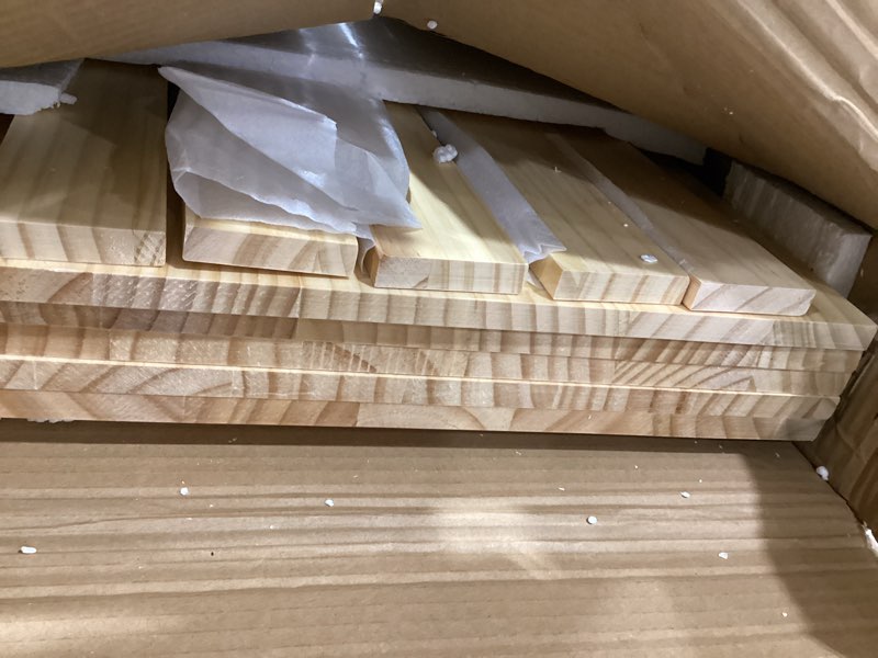 Condition photo showing Good Condition for solid pine wire shelf covers, 16" d x 35" l, tool-free pantry rack 16" depth 35" length