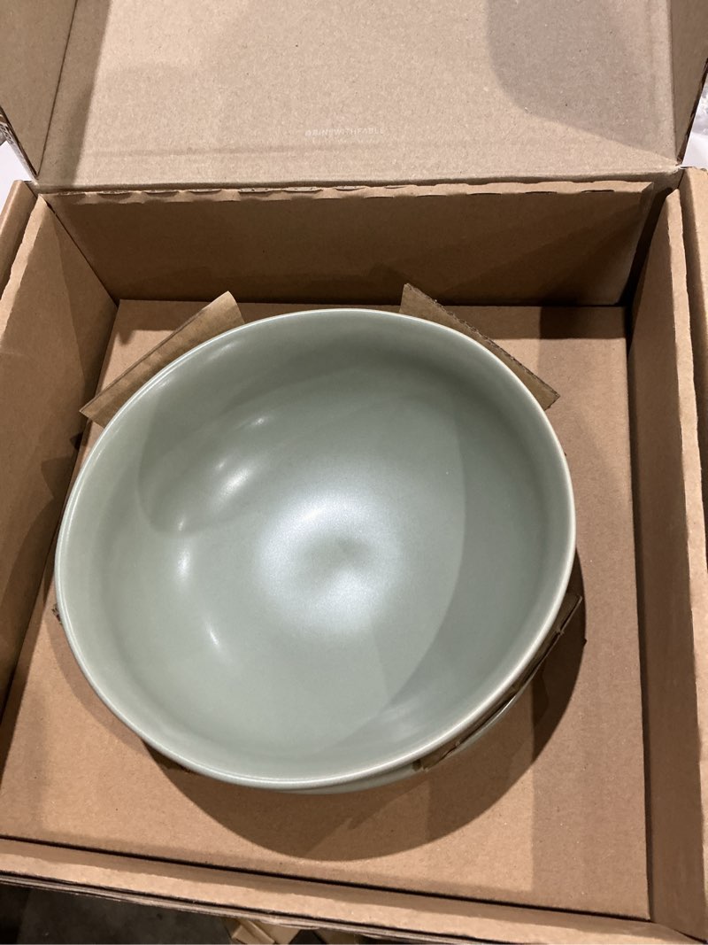 Condition photo showing Good Condition for fable ramen set - includes 2 ramen bowls and 2 pairs of chopsticks - durable, dishwasher safe stoneware ceramic bowls and bamboo chopsticks- dove gray dove green ramen