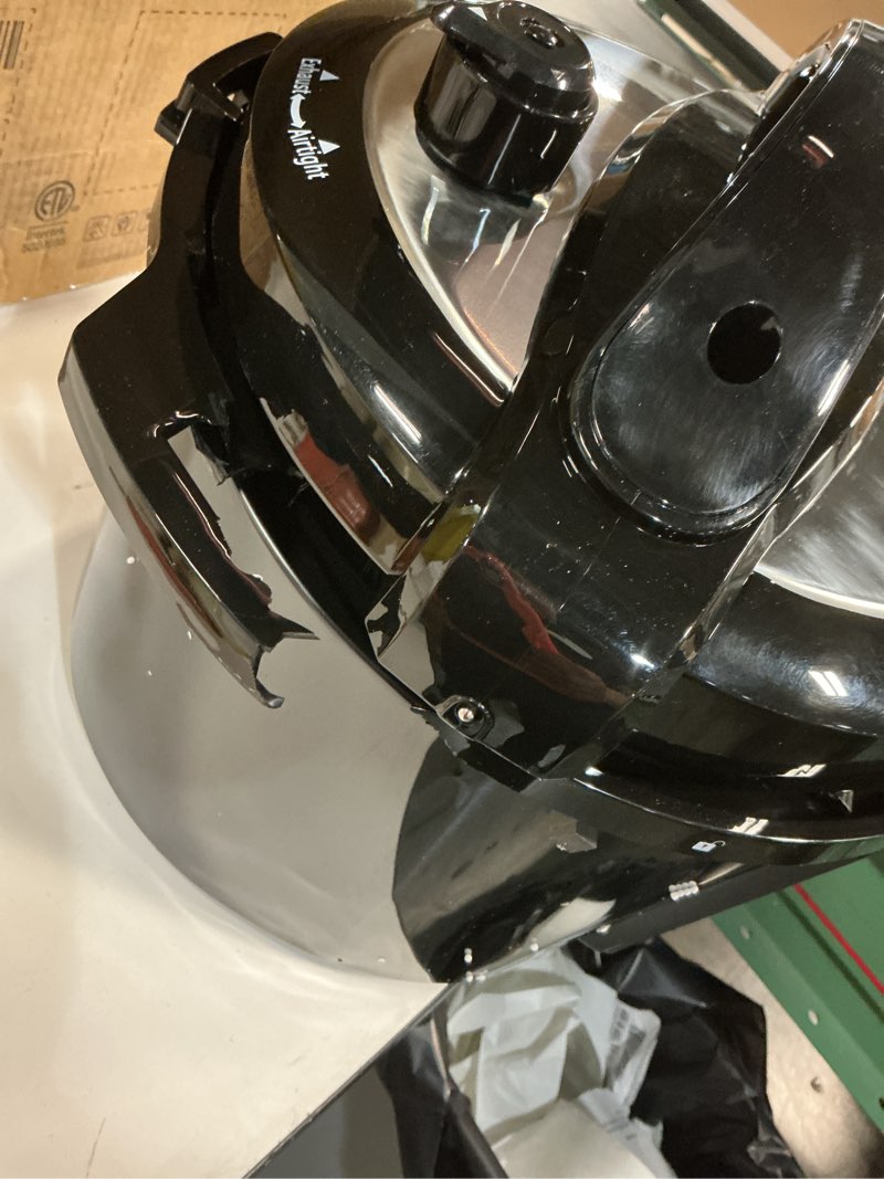 Condition photo showing As Is for 1200W 12-in-1 Electric Pressure Cooker 8Qt, Stainless Steel Pressure Cooker, Slow Cook Rice Cooker Steamer Sauté, Yogurt Maker, Warmer & Sterilizer with Recipe, Safer Venting Design, Black 8 Quarts Black 8 Quart