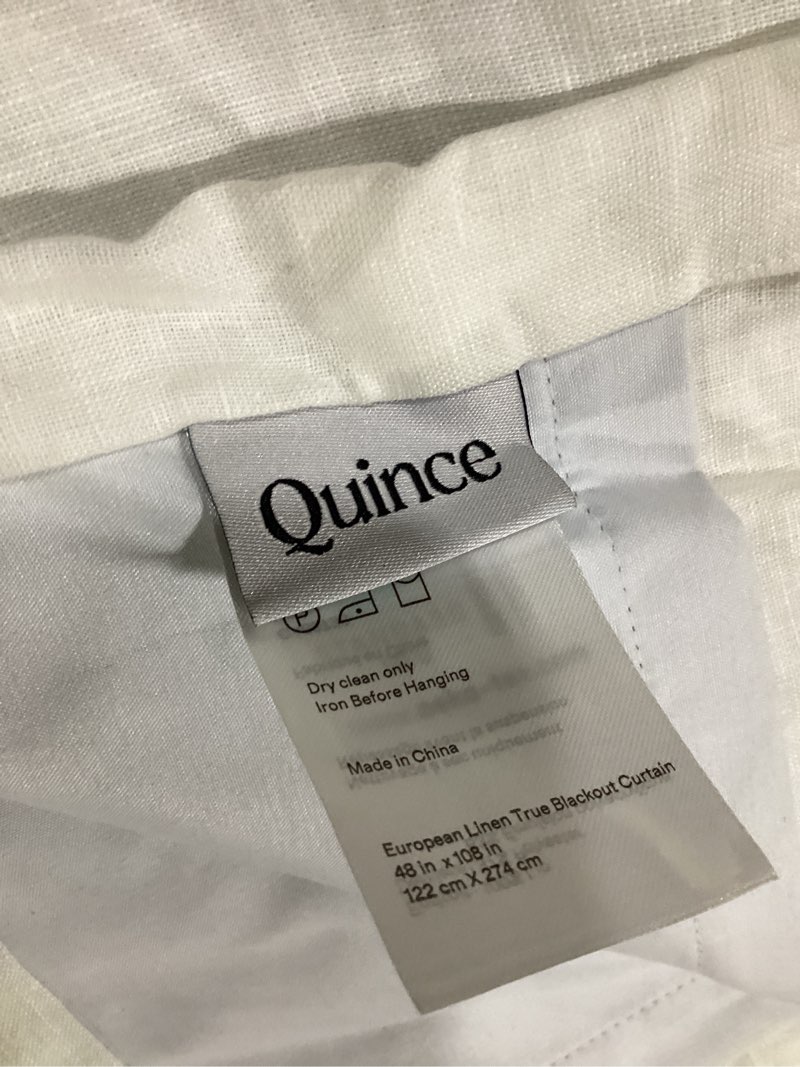 Condition photo showing Good Condition for 48” x 108” (qty 1 panel) quince european linen true blackout curtain