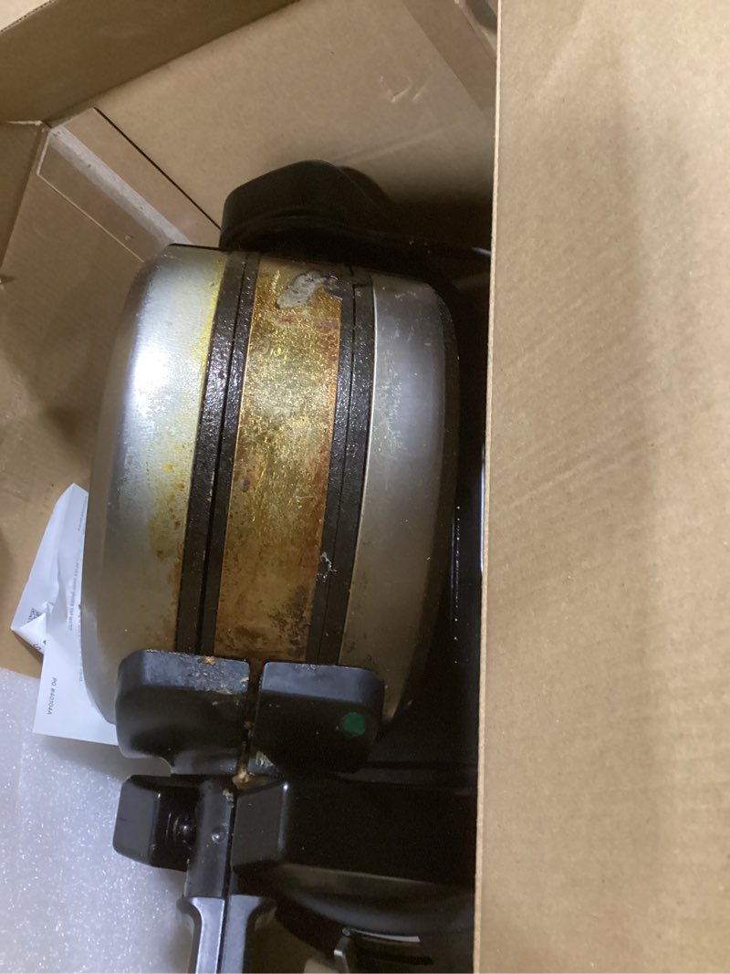 Condition photo showing As Is for cuisinart double flip belgian waffle maker, waf-f40nas, stainless steel, grey and black new double flip