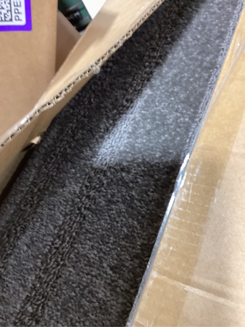 Condition photo showing New/Like New for bullnose stair treads non slip 9.5" x 32", 14 pcs carpet stair treads for wooden steps indoor with edge protection, reusable peel and stick tpu backing stair runner rugs- line pattern grey grey (line pattern) 9.5*32 inch 14
