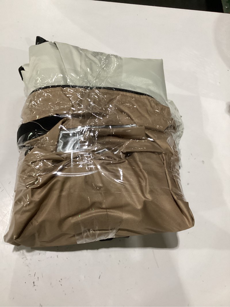 Condition photo showing As Is for beige and silver fitted tarp cover