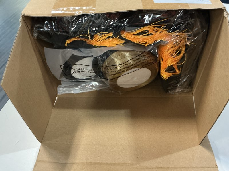Condition photo showing Good Condition for 50 set 2026 graduation champagne glasses with mini felt graduation caps, and ribbon decorations plastic champagne flutes 5 oz clear disposable wine glasses cups for celebration party (gold)