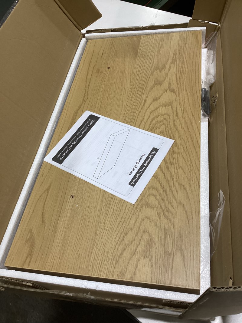 Condition photo showing Good Condition for 12 Inch Deep Floating Shelves, 24 x 12 Floating Shelf for Books, Rustic Wood Deep Wall Shelves for Home Storage & Display, 2" Thicked Shelves for Kitchen, Living Room, Bedroom, Oak Color, 1 Pack Oak 24"W x 12"D, 1 Pack