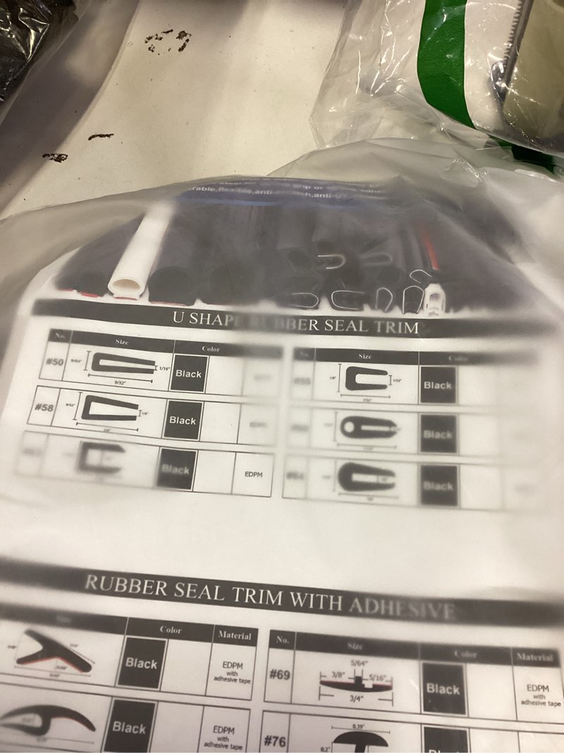 Condition photo showing New/Like New for D Shape Rubber Seal Strip,3/4\" Large Door Weather Stripping Self-Adhesive EPDM Rubber,Automotive Weather Stripping for Fill Gaps, Apply to Car,Truck,RV,Boat and Home Application (Black, 6Ft) 6 Feet Black similar it’s a u shape look at package 