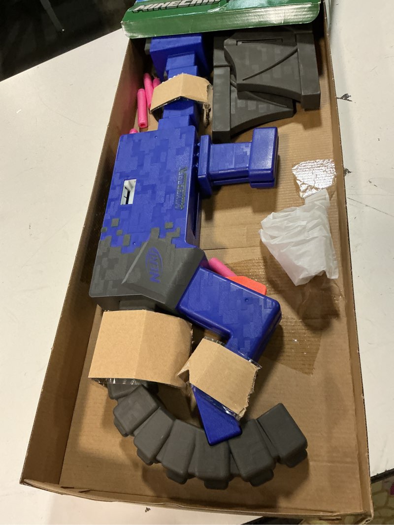Condition photo showing Good Condition for nerf minecraft ender dragon blaster, 4-dart internal clip, 12 nerf elite foam darts, design inspired by mob in the game