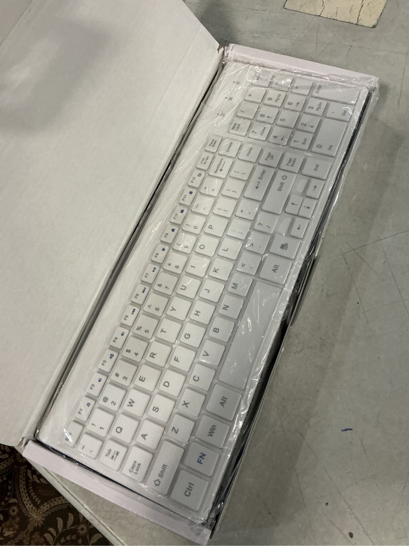 Condition photo showing New/Like New for wireless keyboard and mouse ultra slim combo, topmate 2.4g silent compact usb 2400dpi mouse and scissor switch keyboard set with cover, batteries included, for pc/laptop/windows/mac - white
