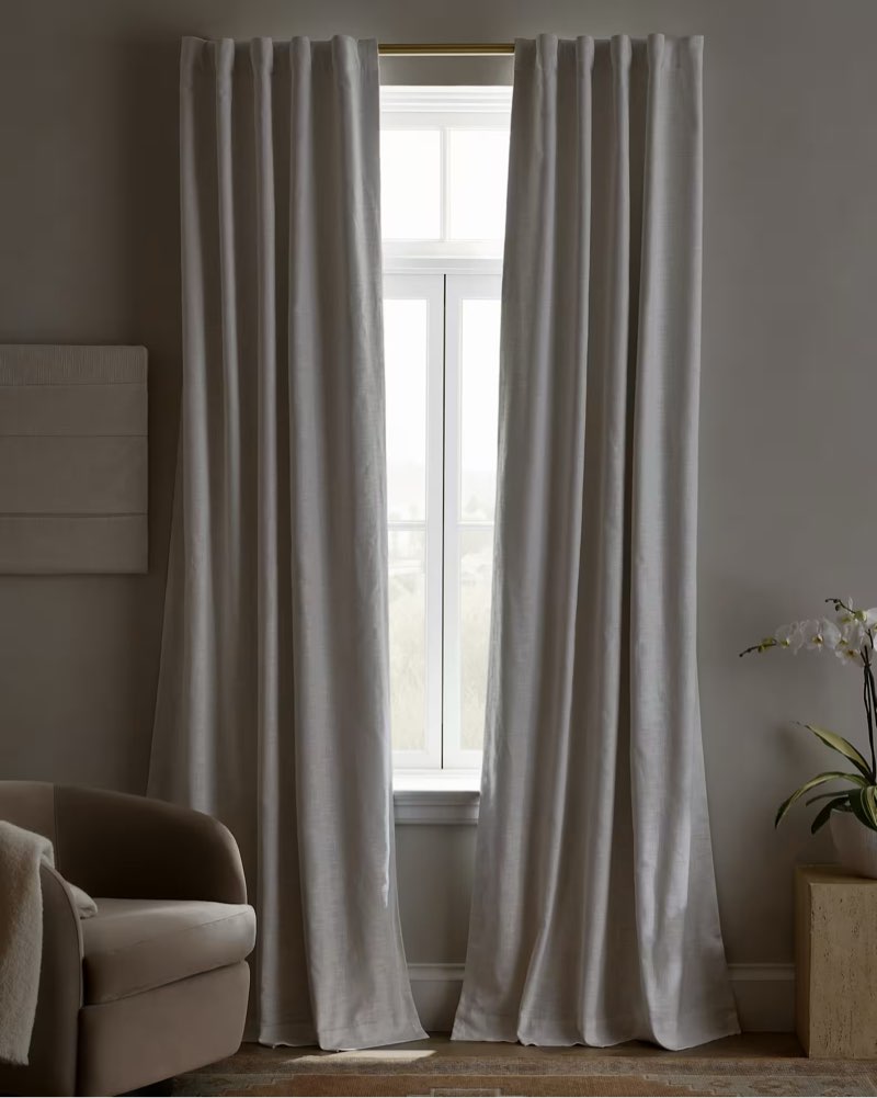 quince textured cotton true blackout curtain color:white 48in x 96in ((1 panel))